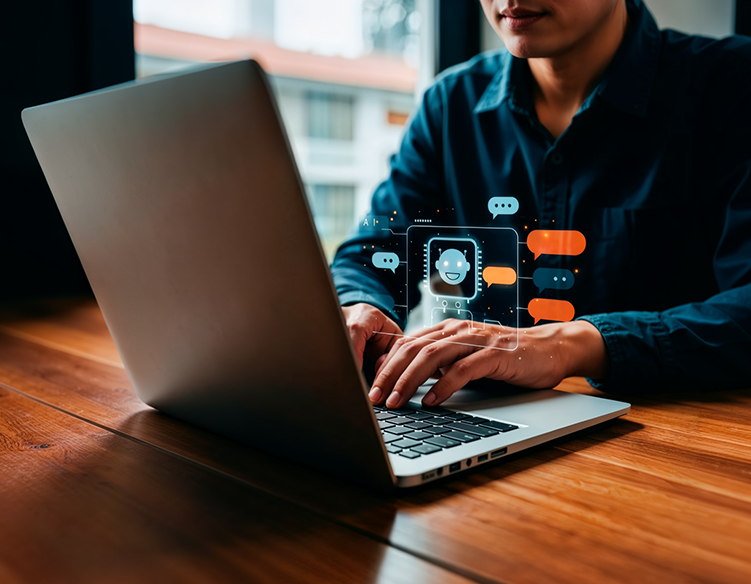 Professional using AI technology for SEO optimization